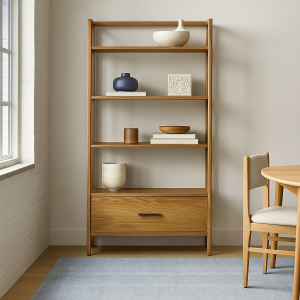 Mid-Century Bookshelf w/ Drawer (38")